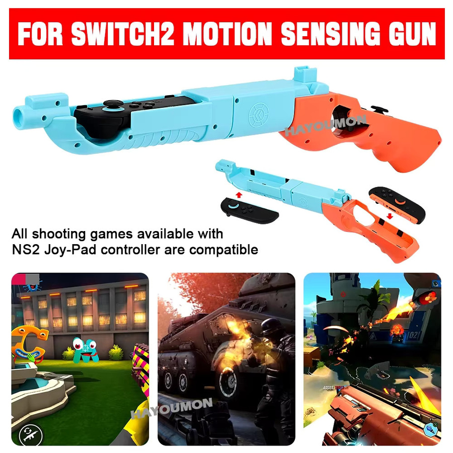Pogopirate Schießspiel Gun Controller für Nintendo Switch Joycons, Motion Controller Somatosensorische Pistole, Zubehör in Rot, Blau oder Multicolour - Bild 3