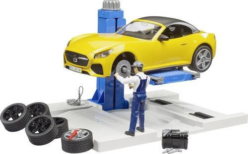 Bruder PKW Service Center Werkstatt Set mit Roadster in Gelb - Bild 2