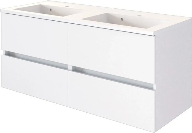 Held Möbel Doppelwaschtisch Verona 120 cm Weiß Matt mit Softclose und Mineralguss-Waschbecken - Bild 1
