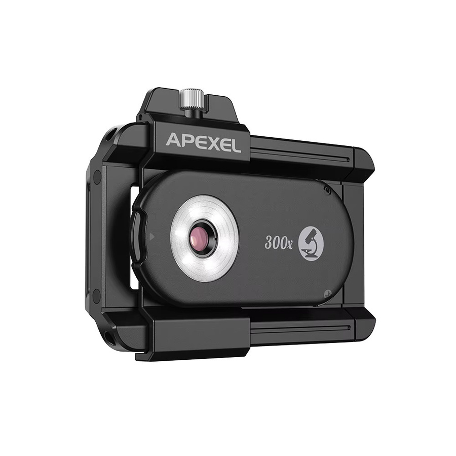 APEXEL 300x Mikroskopobjektiv-Set für Smartphones mit LED-Licht in Schwarz - Bild 5