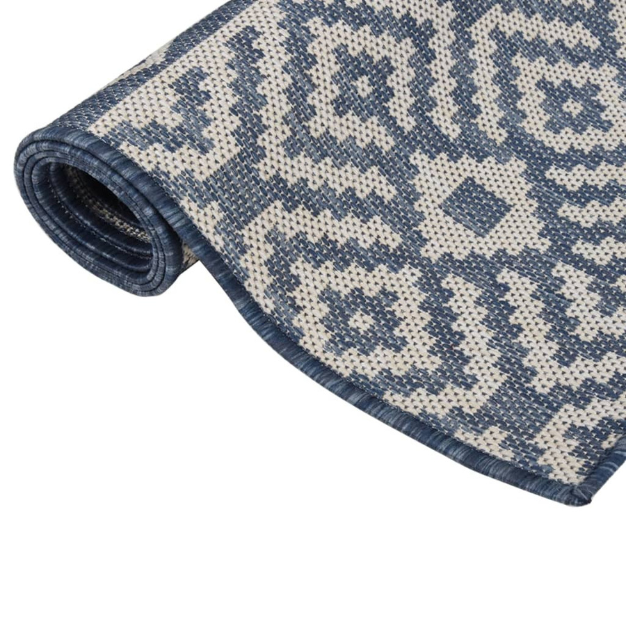 Flachgewebter Outdoor-Teppich Super Merchant mit blauen Streifen, B/T: 80 x 150 cm - Bild 4