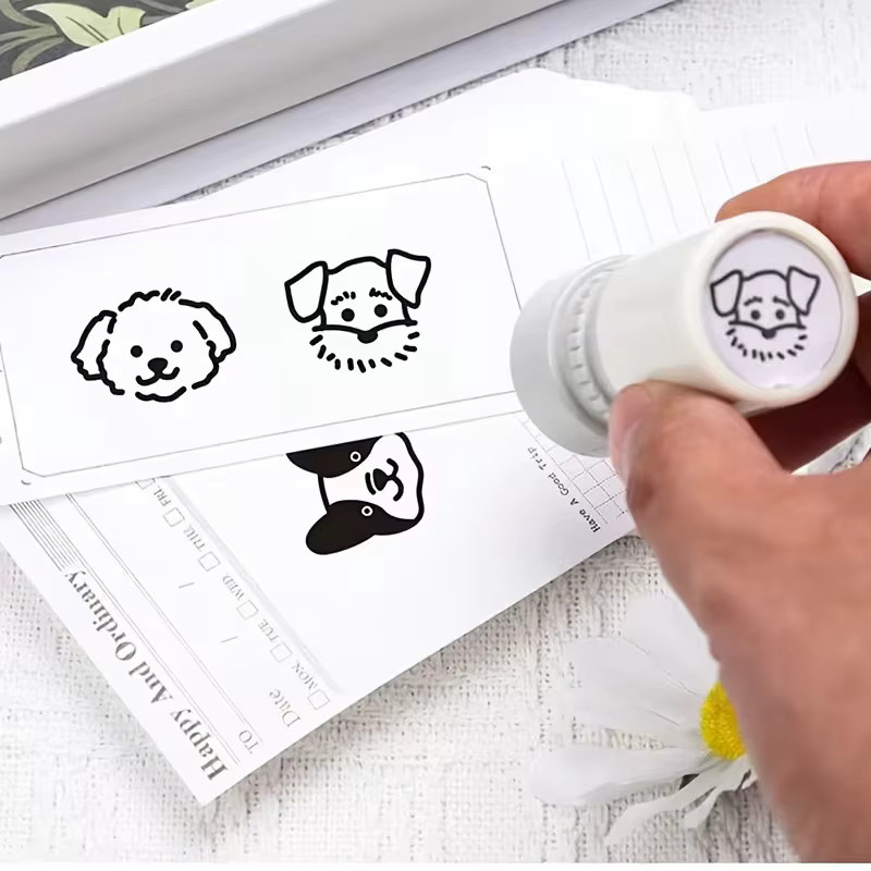 Hundeschnittmuster-Schablonen mit Cartoon-Welpen-Druck aus weißem Kunststoff für Scrapbooking und DIY-Projekte - Bild 3