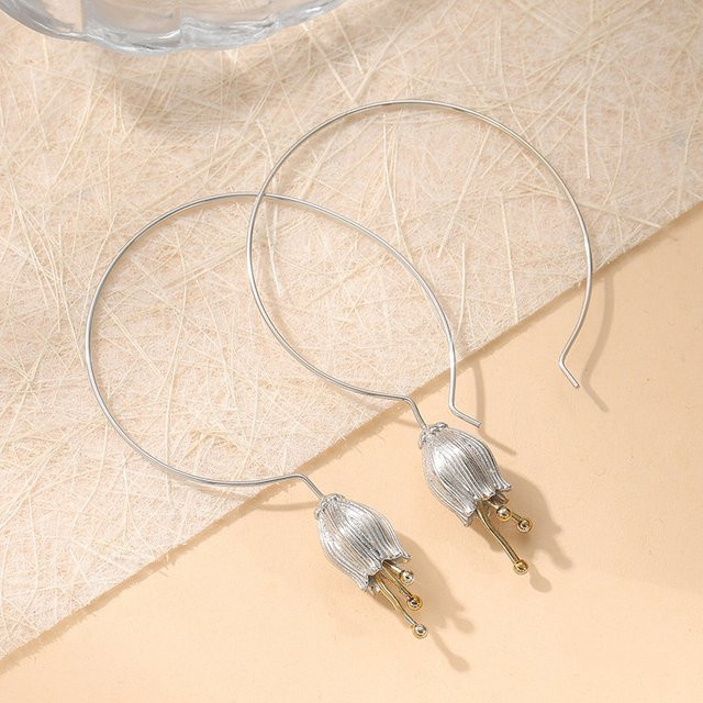 YoYo Creolen, Blumenmuster, Silber, Damen, Vintage - Bild 1