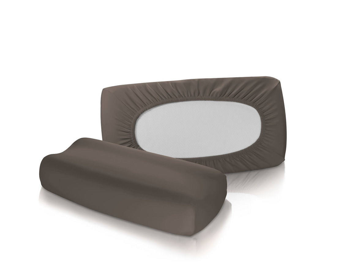 2er Set Fleuresse Jersey Spannbezüge für Nackenstützkissen Vital Comfort S-1117 in Espresso Braun - Bild 1