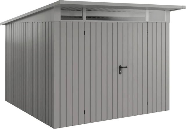 EcoStar Gerätehaus Euroline Pultdach in Graualuminium mit 2-flügiger Tür und Oberlicht aus Acrylglas, B: 310 cm, T: 277 cm - Bild 1