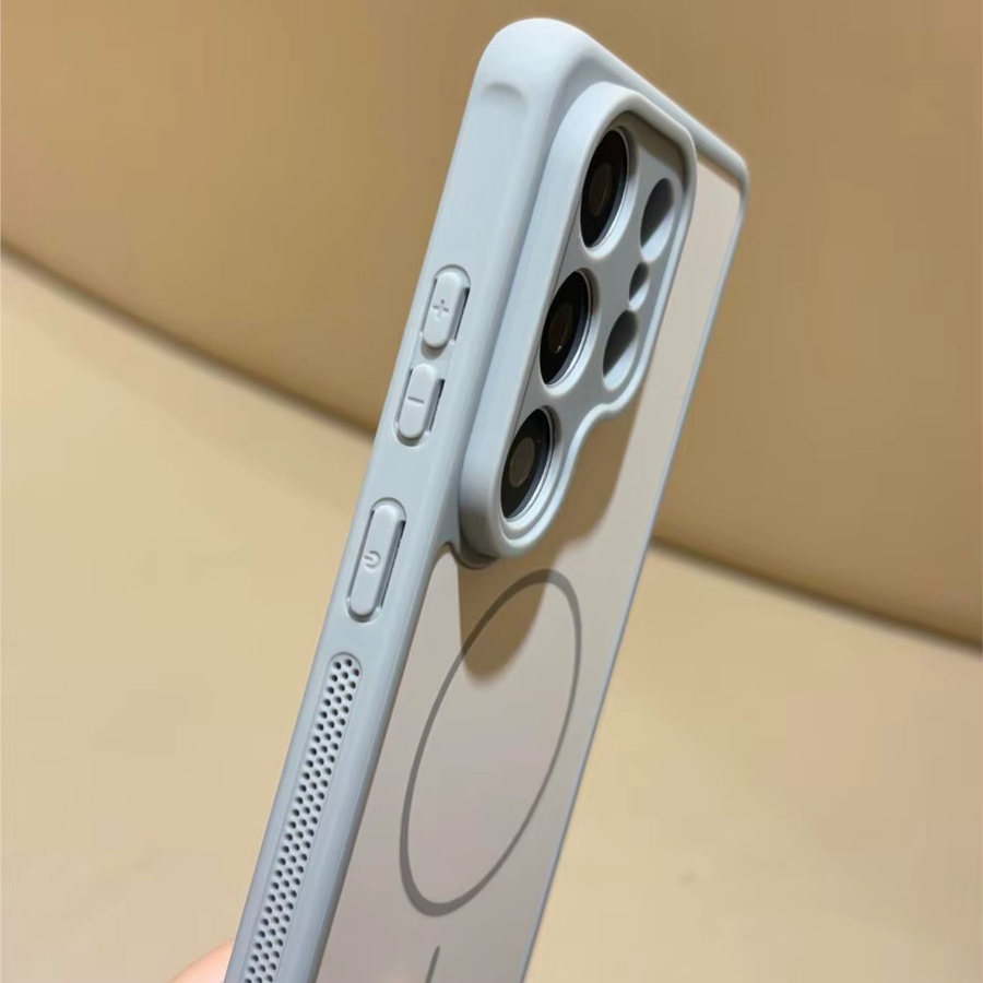 Stoßfeste Schutzhülle für Samsung Galaxy S26 S25 S24 S23 Ultra Plus mit MagSafe kabelloser Ladefunktion und magnetischer Matte in Blau oder Weiß - Bild 3
