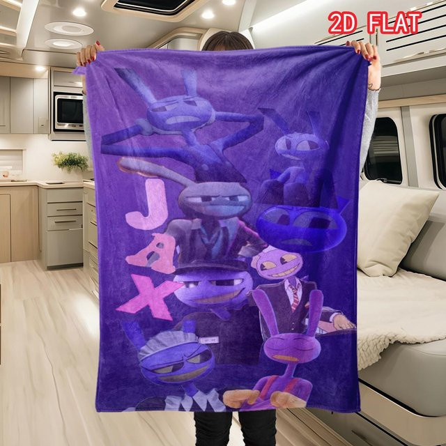 LOLO IU Jax The Amazing Digital Circus Flanell Überwurfdecke mit 2D-Druck, Lila, B/B: 150 x 200 cm - Bild 1