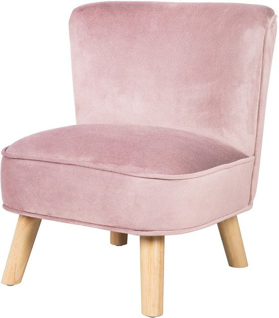 Roba Kindersessel aus Samtstoff in Pink im Retro-Look mit Holzbeinen B/T/H: 48 x 40 x 44 cm - Bild 1