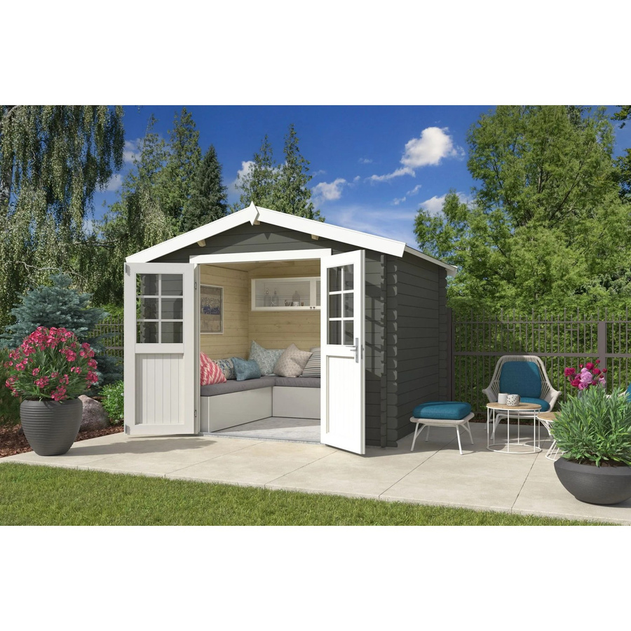 Lasita Gartenhaus Norah Maja in Grüngrau, B/H/T: 307,2 x 233,7 x 250 cm - Bild 2