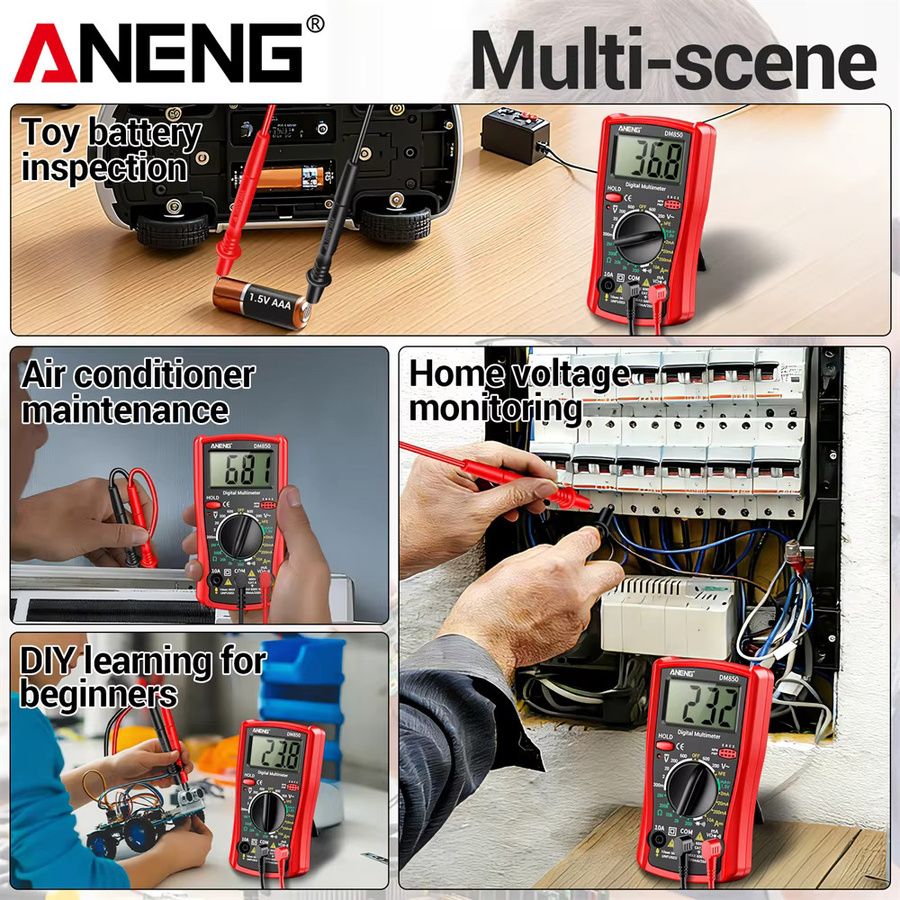 ANENG DM850 Professionelles Digitales Multimeter als AC DC Voltmeter Amperemeter und Ohm Meter für Dioden- und Transistor-Tests - Bild 2