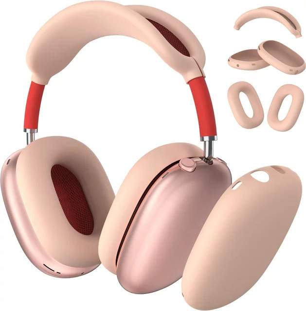 Stoßfeste Silikon Hülle für Apple AirPods Max mit Abdeckung für Ohrpolster und Stirnband in Schwarz und Pink - Bild 1