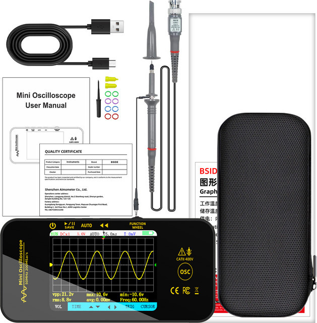 BSIDE OT5 Tragbares Digitales Oszilloskop 50MHz mit 200MSa/s Abtastrate in Schwarz für Elektronikreparaturen - Bild 1