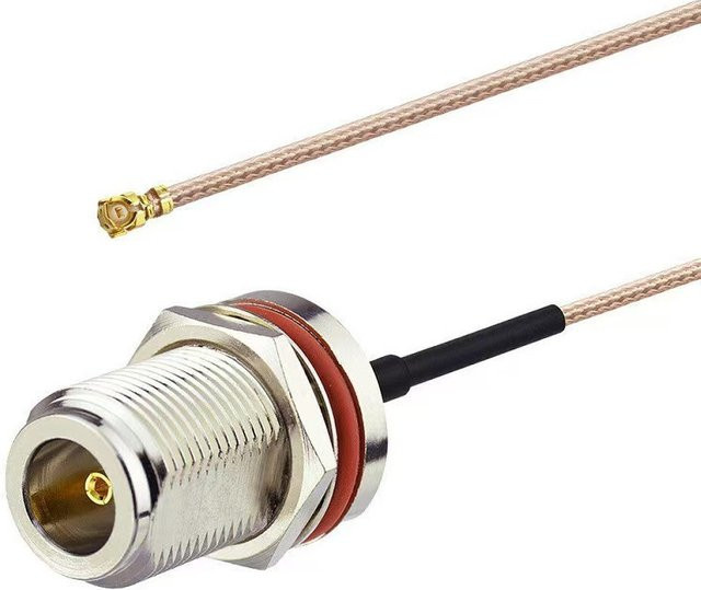 RG178 Koaxialkabel mit U.FL MHF1 zu N-Typ Buchse in Silber für WLAN-Router und Mini-PCIe-Karten - Bild 1
