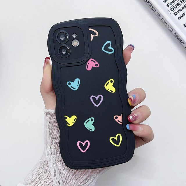 Stoßfeste Silikon Handyhülle mit Herz-Design für iPhone Modelle, transparent oder schwarz, von Yiran bag - Bild 1