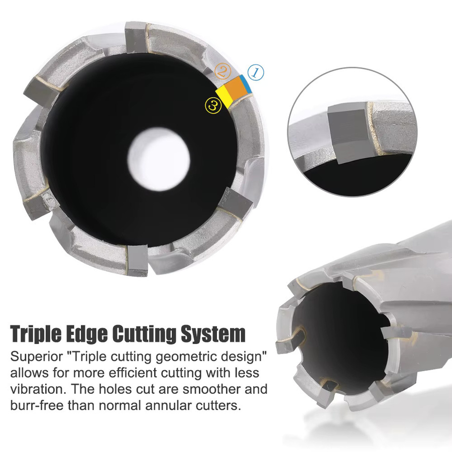 XCAN TCT Ringfräser Magnetbohrer Lochsäge für Metall mit 3/4 Zoll Weldon-Schaft und 35 mm Schnitthöhe, Silber - Bild 4