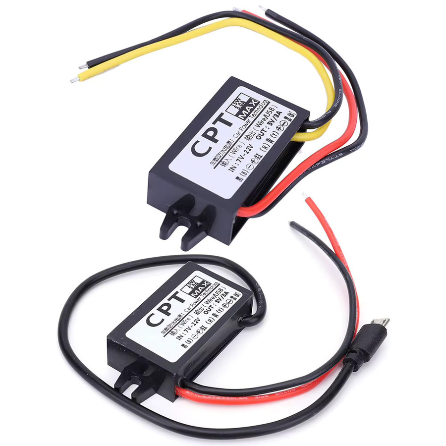 Wasserdichter Buck Converter Spannungsregler 12V bis 5V 3A 15W mit Micro-USB Anschluss in Schwarz - Bild 3