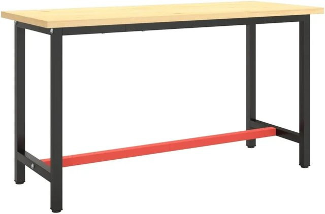 vidaXL Werkbankgestell aus Metall in Schwarz und Rot, B/T/H: 140 x 50 x 79 cm - Bild 1