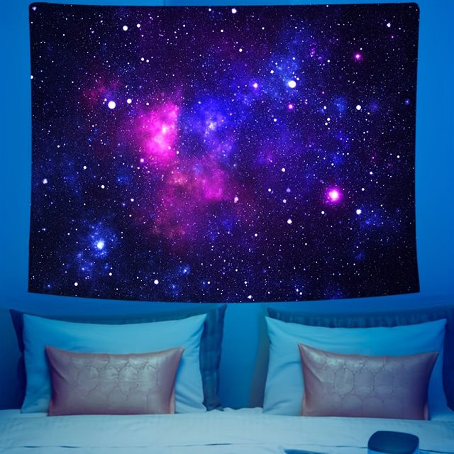 VIKAMA Fluoreszierender Wandteppich mit Weltraum- und Galaxienmotiv in Multicolour - Bild 1