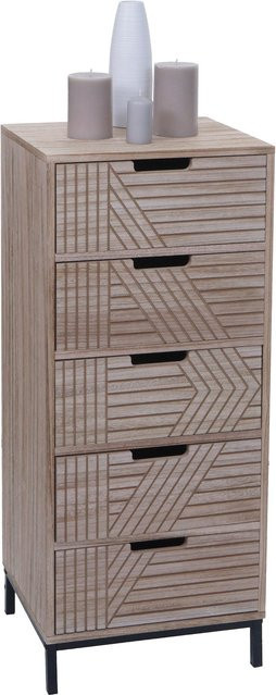 MCW Kommode N90 Highboard mit 5 Schubladen im 3D-Design aus Holz und Metall, Farbe Natur, B/T/H: 84 x 29 x 35 cm - Bild 1