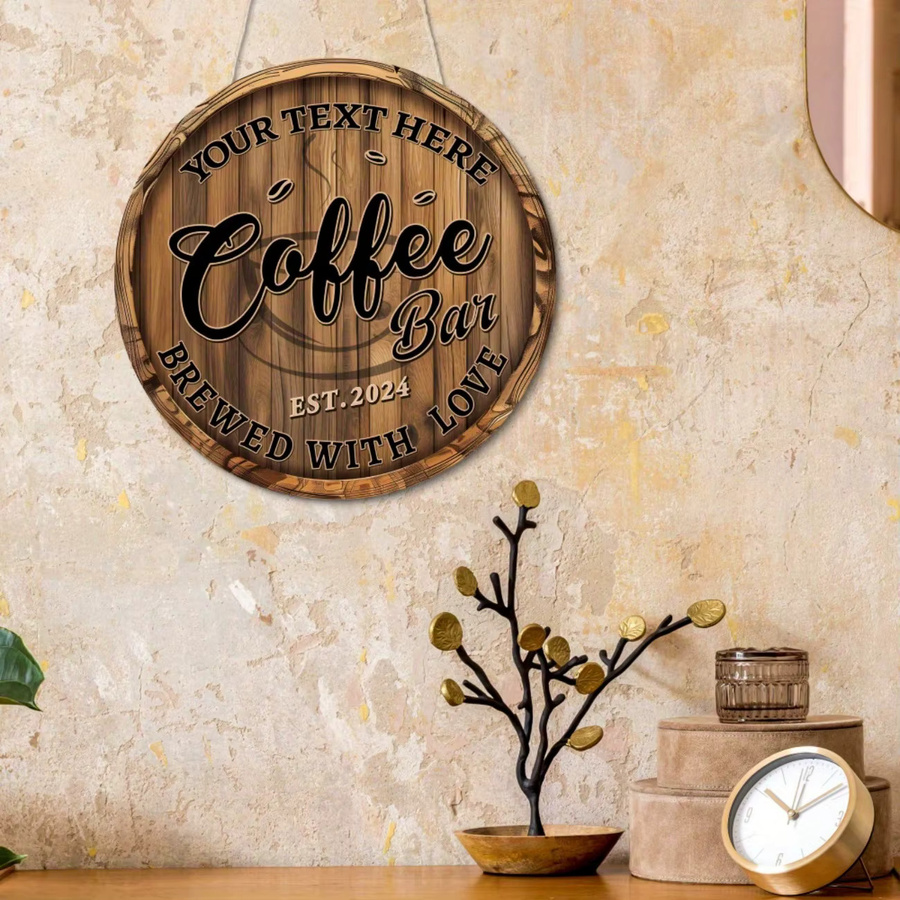 Rundes Metallschild im Vintage-Stil von CIFBUY als Wanddekoration für Kaffeebar und Café in Weiß und Braun - Bild 3