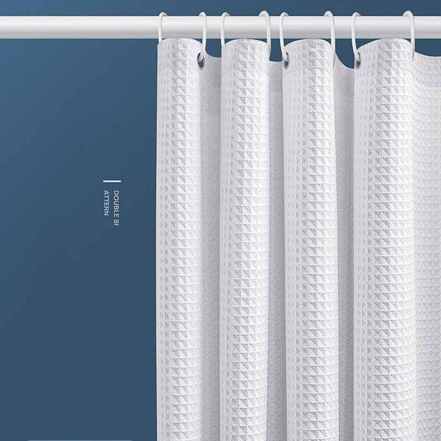 Wasserdichter Jacquard Waffel Duschvorhang in Weiß, blickdicht und schimmelresistent, B x H: 100 x 180 cm - Bild 1