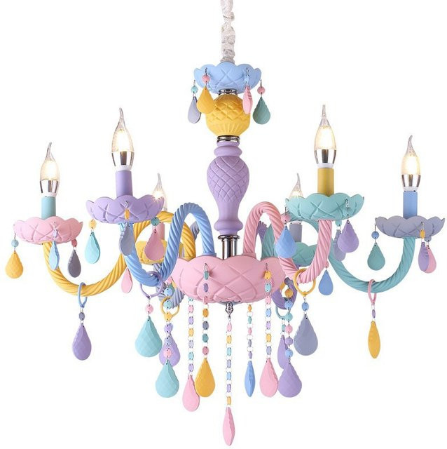 YUENSLIGHTING Makaron Kristall-Kronleuchter in Mehrfarbig für Kinderzimmer und Schlafzimmer - Bild 1