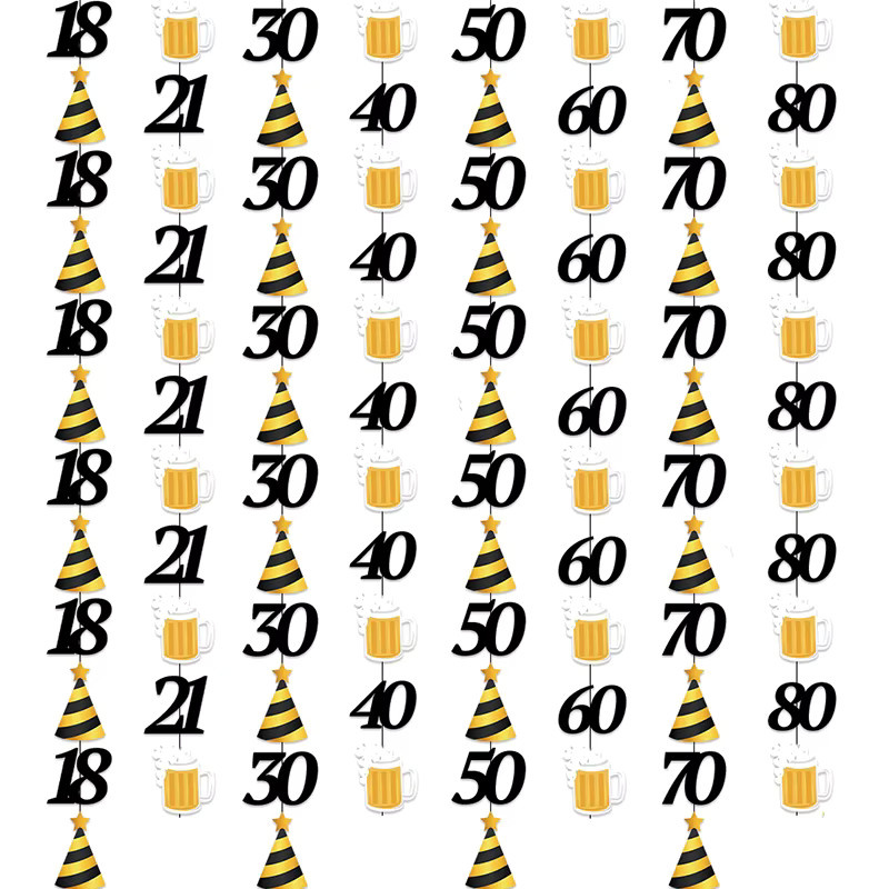 WEIGAO Geburtstag Hängegirlande Schwarz-Gold mit Buchstaben als Party-Dekoration - Bild 1