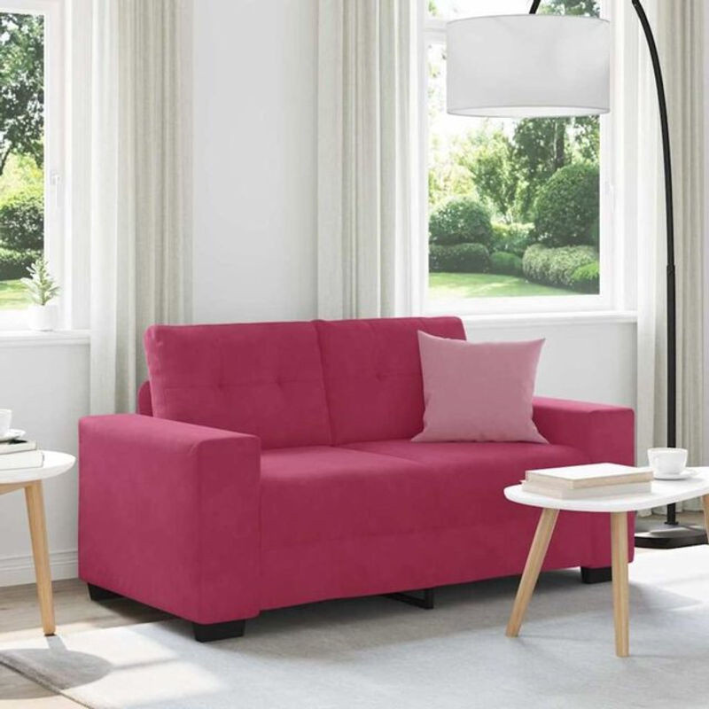 Vidaxl 2-Sitzer-Sofa aus Samt in Rot mit Kissen und modernem Design - Bild 1