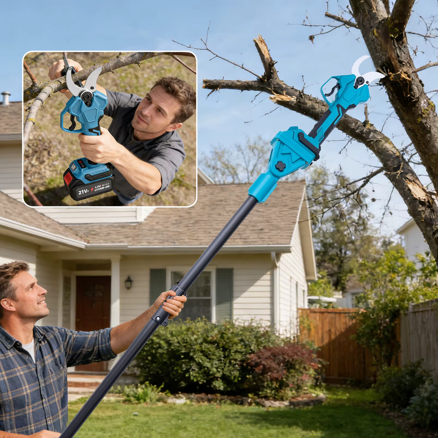 Kabelloser elektrischer Astschneider mit Teleskopstange für Makita 18V LXT Akku, 50 mm bürstenloser Hochastschneider in Blau - Bild 5