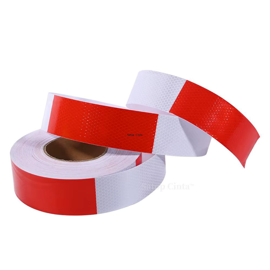 Reflektierendes Warnband Satop Cinta in Weiß und Rot, Breite: 5 cm, Länge: 50 m - Bild 4