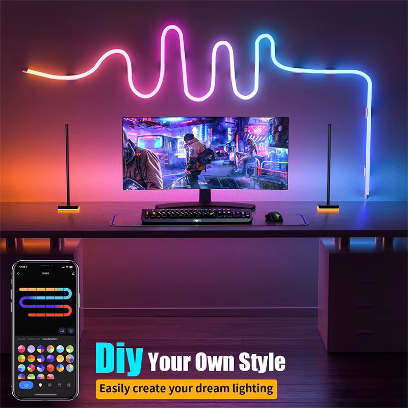 Acosh RGBIC Neon Flex LED Streifen mit Tuya App-Steuerung, USB-Betrieb, 5m Länge, Multicolour, WS2812B Dynamische Beleuchtung für Schlafzimmer und Spielzimmer - Bild 3