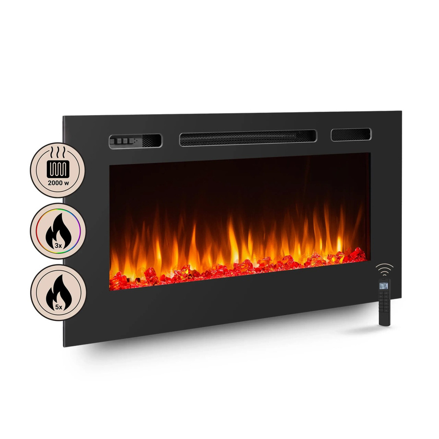 BALDERIA FI-40 Elektrokamin Einbaukamin mit 3D-Flammeneffekt und Bluetooth in Schwarz - Bild 2