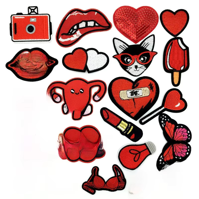 Rote Stickerei-Patches zum Aufbügeln für personalisierte Kleidung und DIY-Projekte - Bild 5