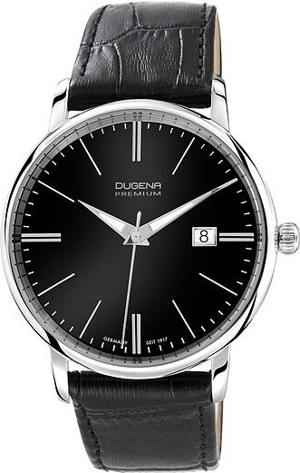 Dugena Herrenuhr, Quarz, Edelstahl, 38,5 mm, Leder, Schwarz - Bild 1