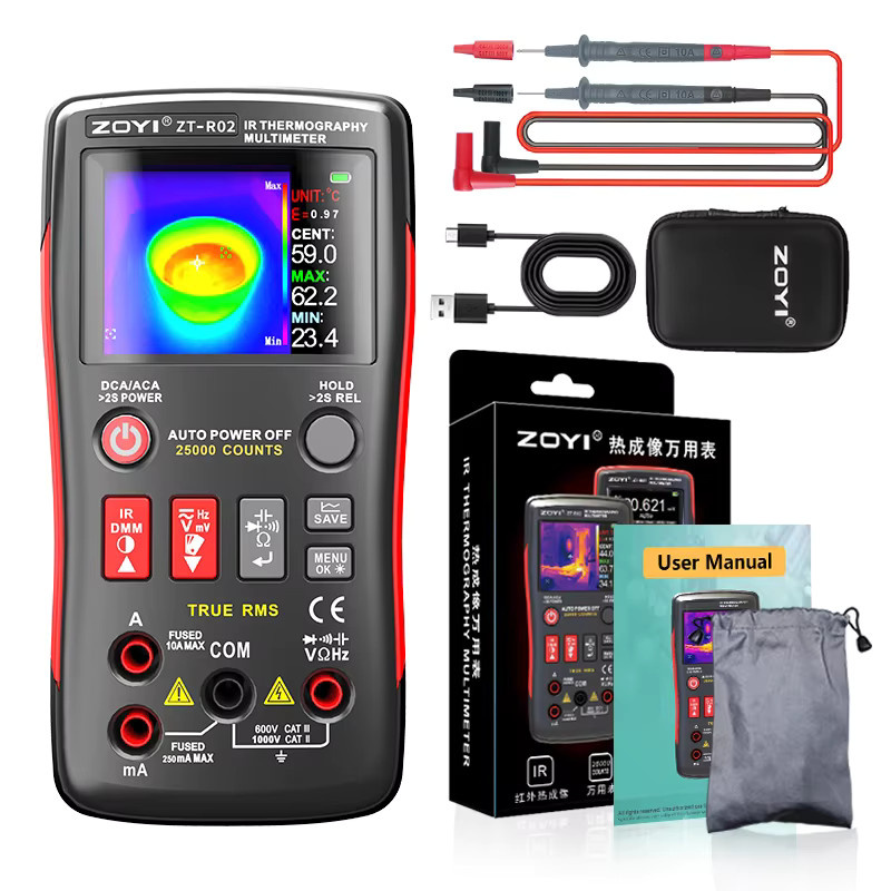 ZOYI ztR02 Hochpräzises Wärmebild-Multimeter in Schwarz mit 240x240 Auflösung und Messbereich von -20 bis 550 °C - Bild 6