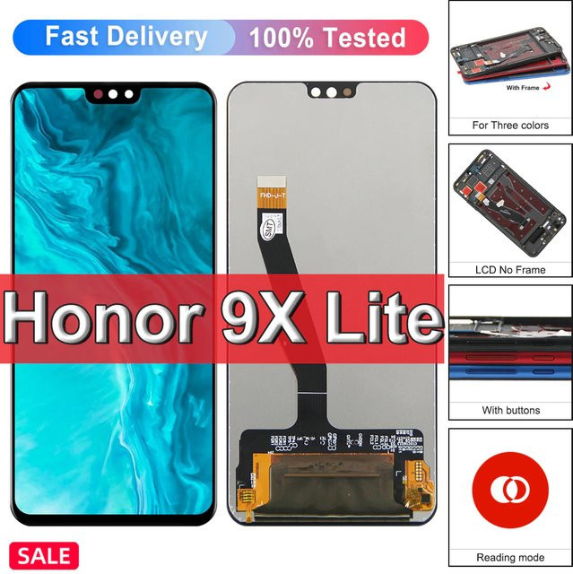 Honor 9X Lite LCD Display Touchscreen Digitizer Montage mit Rahmen in Schwarz 6,4 Zoll - Bild 1