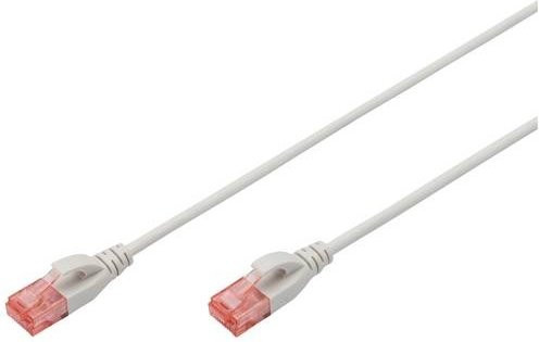 Digitus RJ45 Patchkabel CAT 6 U/UTP Ethernet LAN Kabel Grau, Länge: 1,00 m - Bild 1
