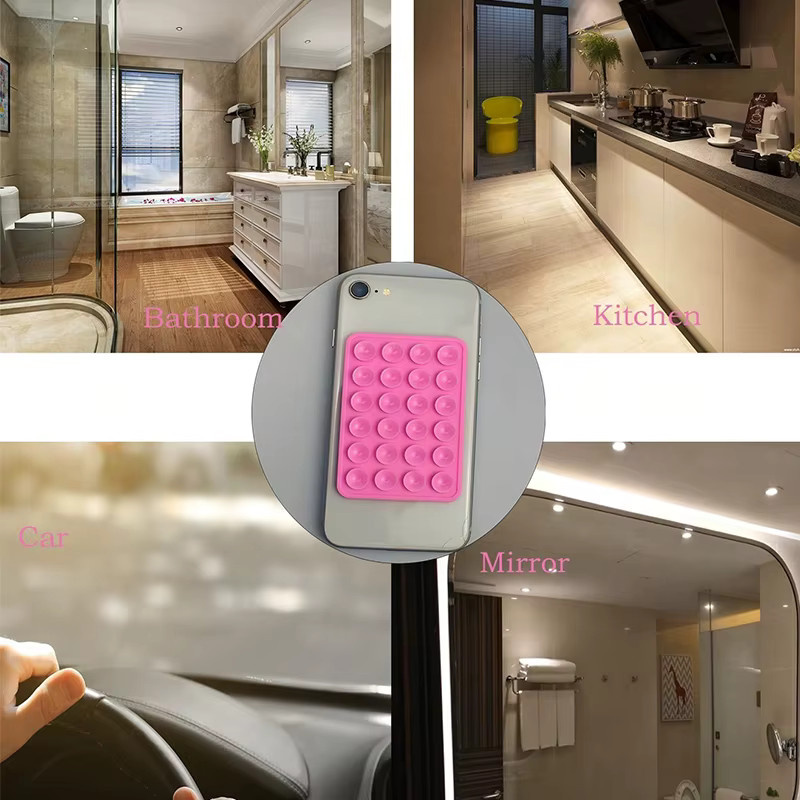 Silikon-Handyhüllenhalterung mit Saugnapf für iPhone und Android in Grün oder Pink - Bild 3