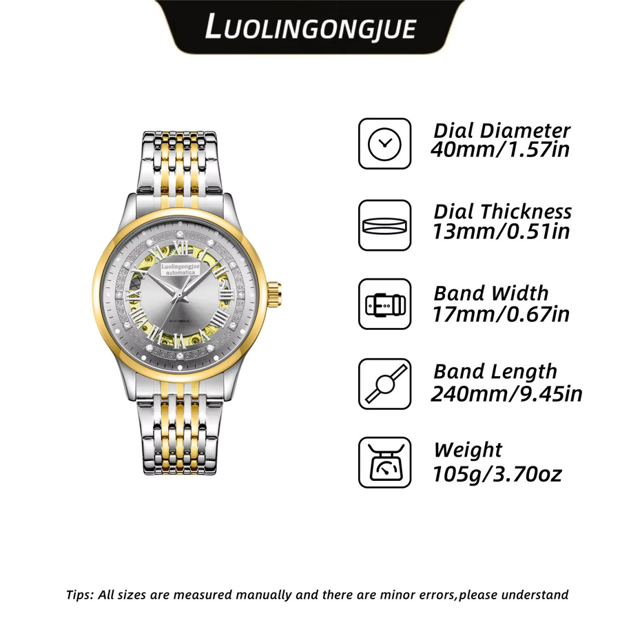 LUOLINGONGJUE Armbanduhr Automatik, Edelstahl, Schwarz, Herren - Bild 4