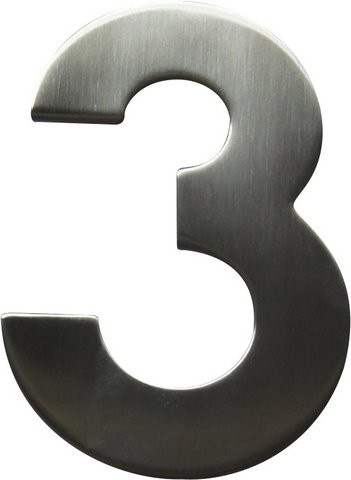 ALPERTEC Hausnummer 3 aus Edelstahl in Silber, B/T/H: 11,7 x 17,0 x 1,8 cm - Bild 1
