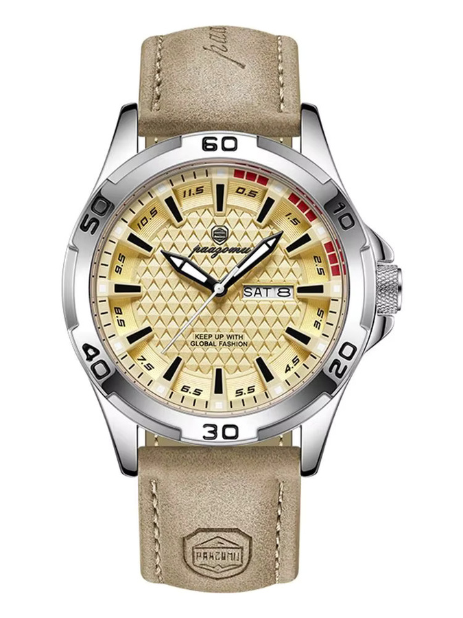 PAAZOMU Armbanduhr Quarz, Leder, Gold, Silber, Herren - Bild 5