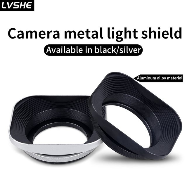 Quadratische Kamera-Gegenlichtblende aus Metall in Schwarz oder Silber, kompatibel mit Nikon 16–50, Canon, Sony und Fuji 15–45/35f2, universelles Fotozubehör mit 52 mm, 43 mm, 46 mm und 39 mm - Bild 1