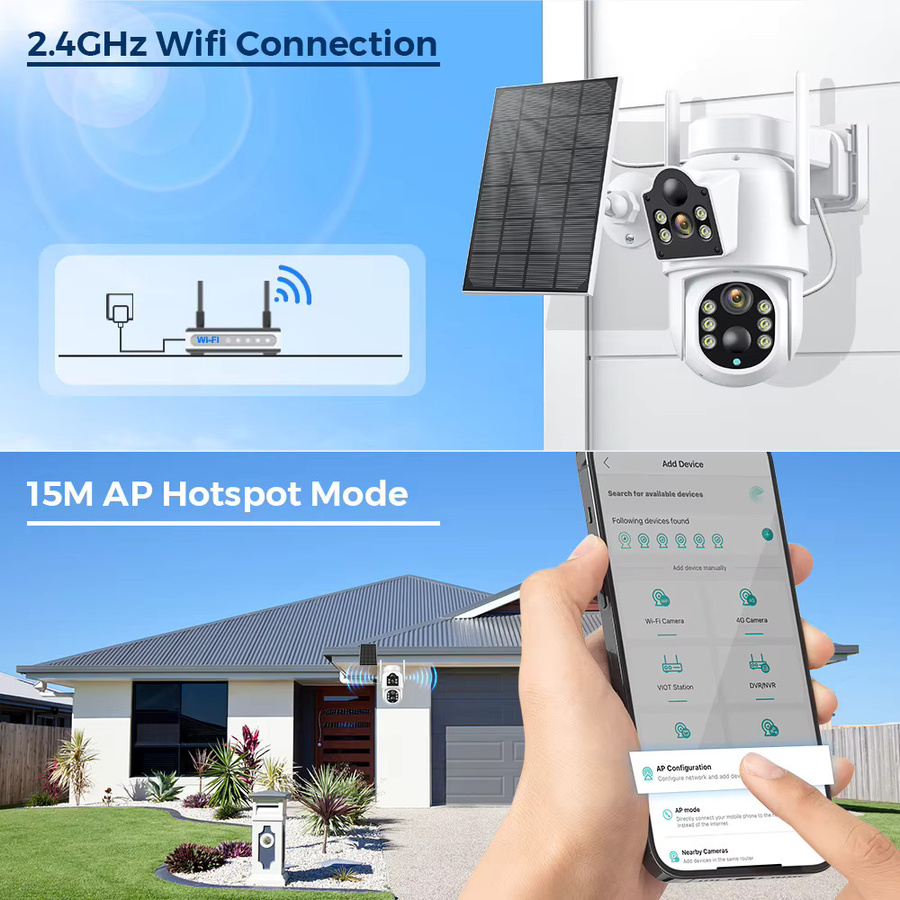 ANBIUX 4MP Solar WiFi PTZ Kamera mit Dual-Objektiv und eingebauter Batterie, Outdoor Video Überwachung, Weiß - Bild 5
