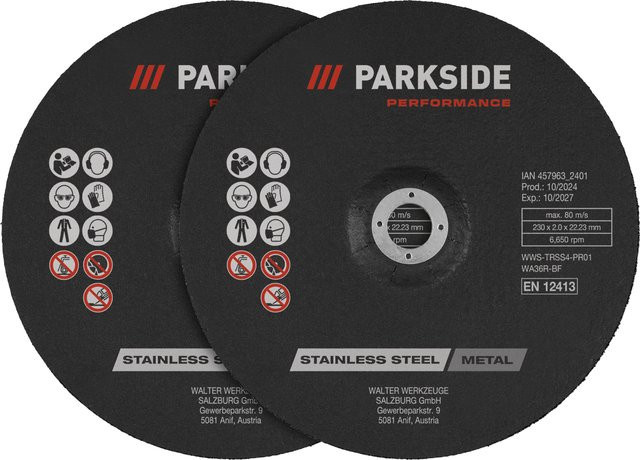 Parkside Performance Schruppscheiben für Winkelschleifer, 2er-Set, Schwarz, Durchmesser: 230 mm - Bild 1