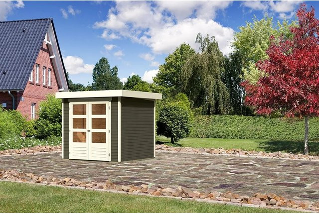 Karibu Holz-Gartenhaus Raala modern mit Pultdach in Terragrau B/T: 213 x 217 cm - Bild 1