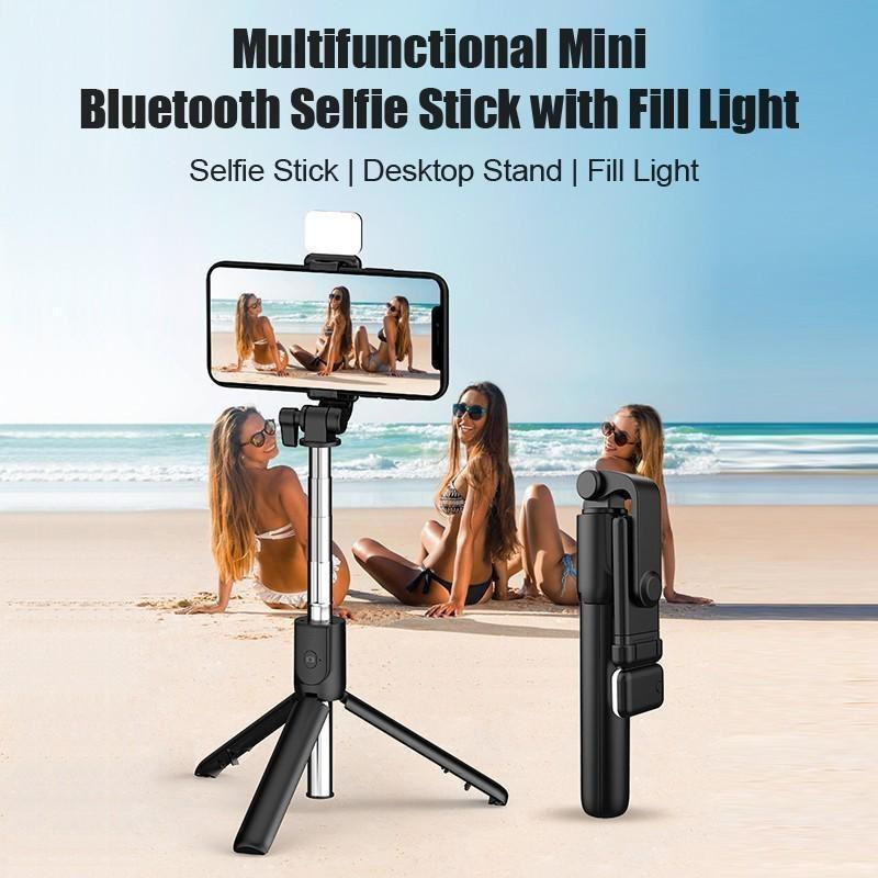 YJSTY 6-in-1 Selfie Stick mit Bluetooth Fernbedienung und Fülllicht sowie Smartphone-Halterung in Rosa - Bild 8