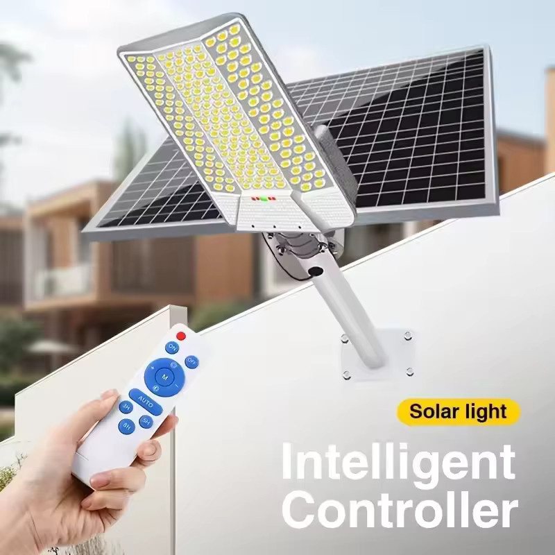 YQCHEZI Solar-Straßenlaterne mit Dämmerungssensor, 6500W, 15000mAh, 7500k Kaltweiß, Weiße Solarleuchte für Garten, Hof und Terrasse - Bild 3