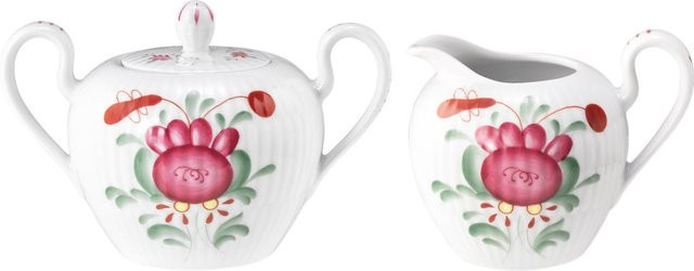 Seltmann Weiden Milch- und Zucker-Set Amina Ostfriesenrose aus Porzellan, 2er Set, Weiß mit floralem Muster - Bild 1