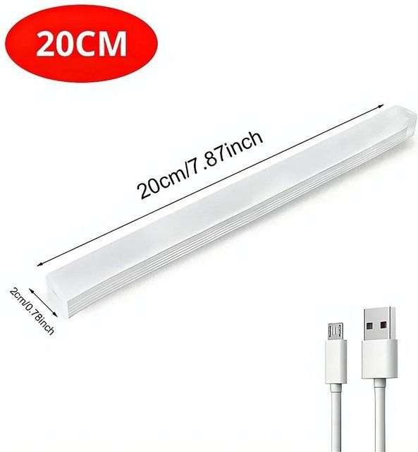 NATAWA LED Nachtlicht mit Bewegungssensor, kabellose USB-wiederaufladbare Lampe, magnetisch, Weiß, Länge: 20 cm - Bild 1