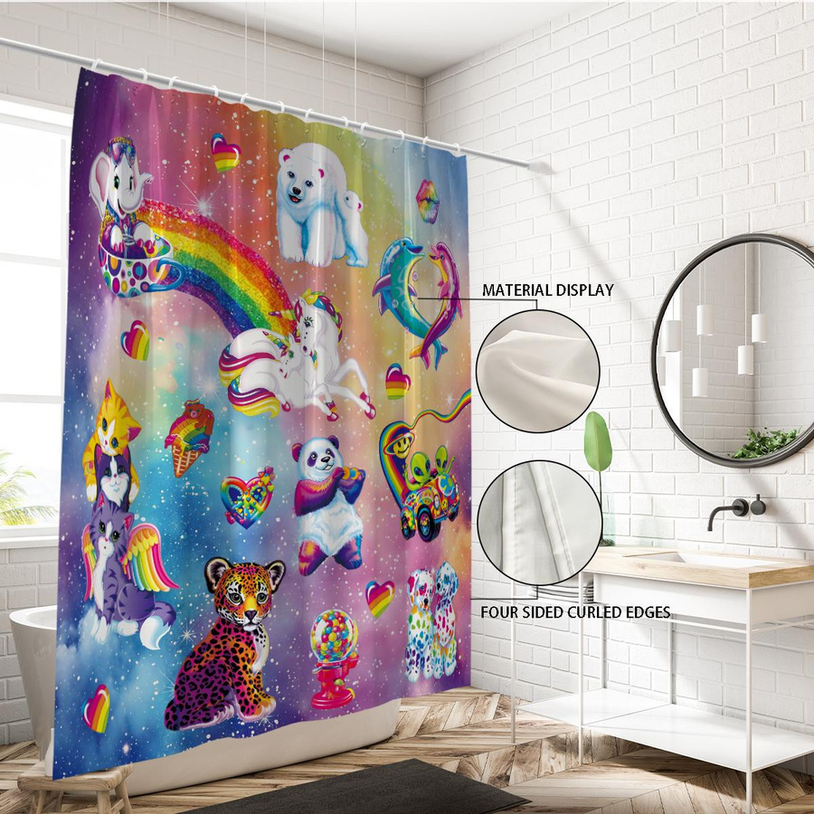 Wasserdichter Duschvorhang mit Regenbogen Tierdruck in Mehrfarbig, B/H: 180 x 180 cm - Bild 3
